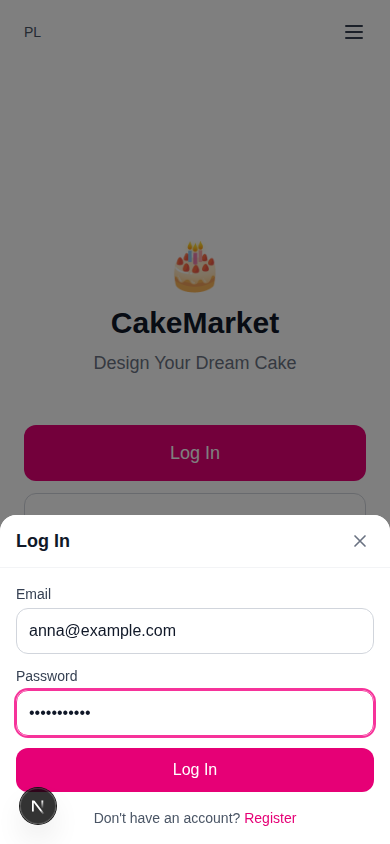 Login modal