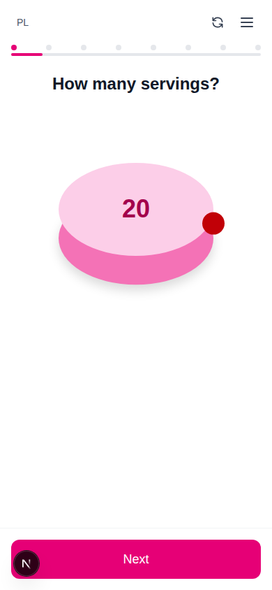 Wizard Step 1: How many servings?