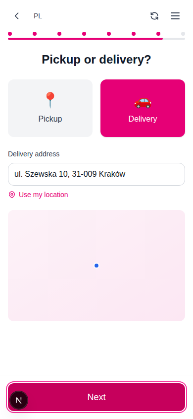 Delivery with address and map