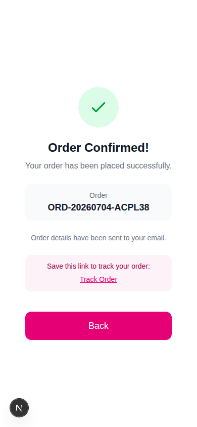 Guest confirmation with tracking link