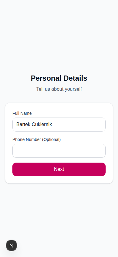 Personal details step