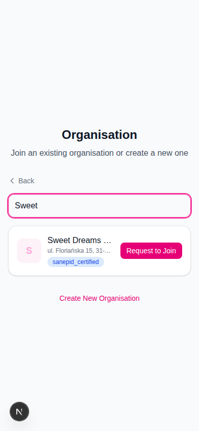 Searching and joining an organisation