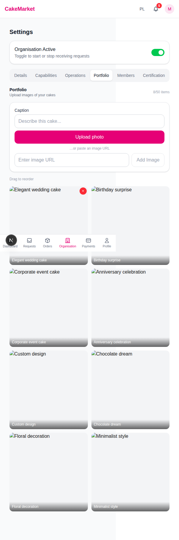 Portfolio tab