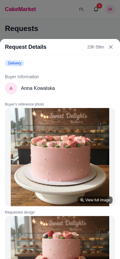 Request detail with offer form