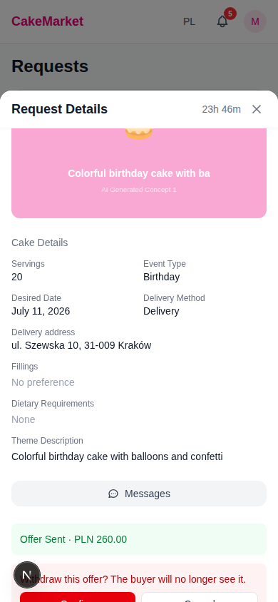 Withdraw confirmation