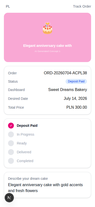 Guest order tracking page