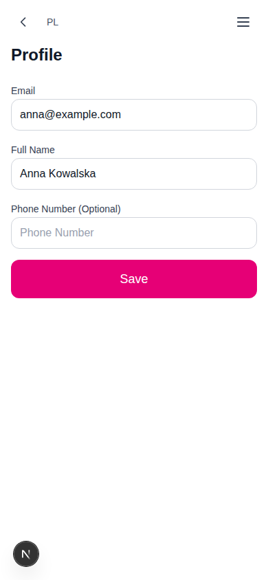 Profile page